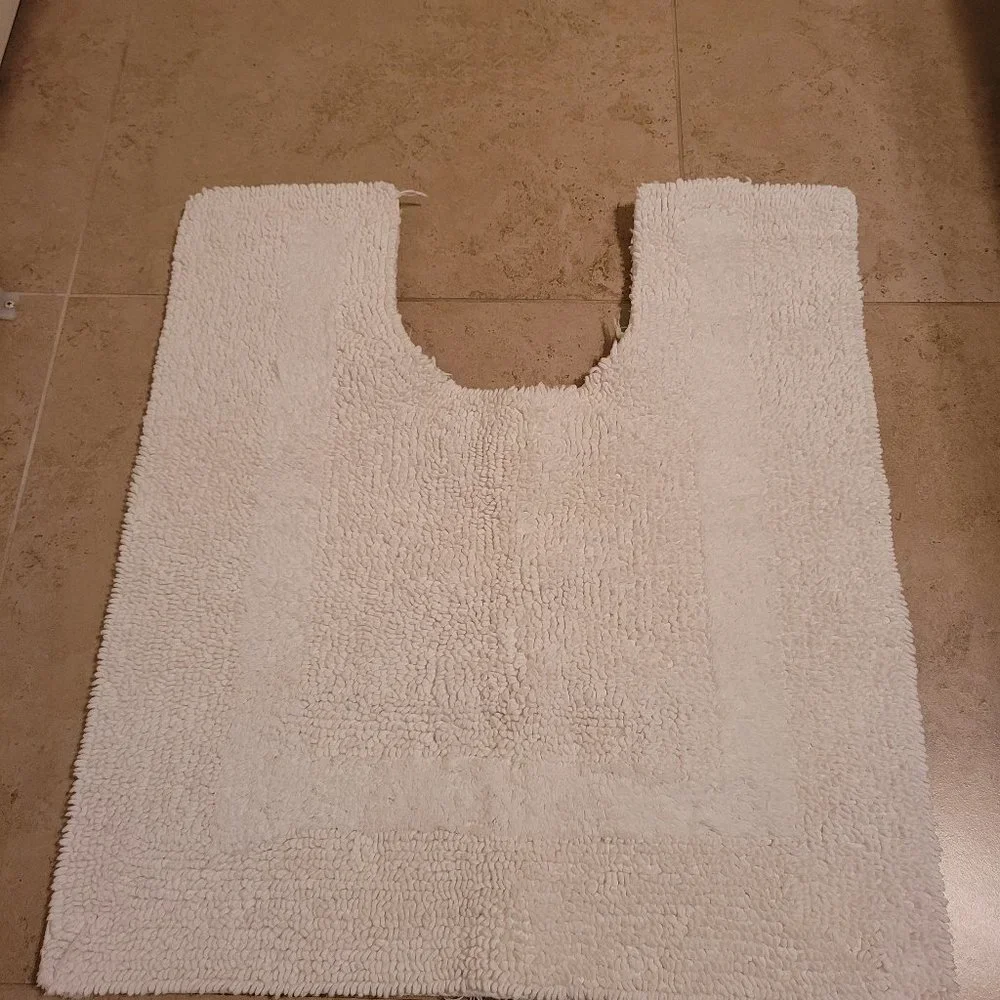 White Cotton Toilet Floor Mat